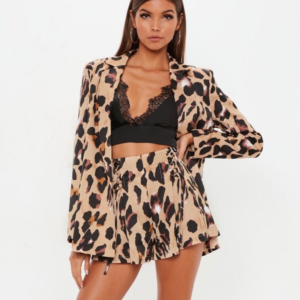 Satin leopard Missguided blazer
